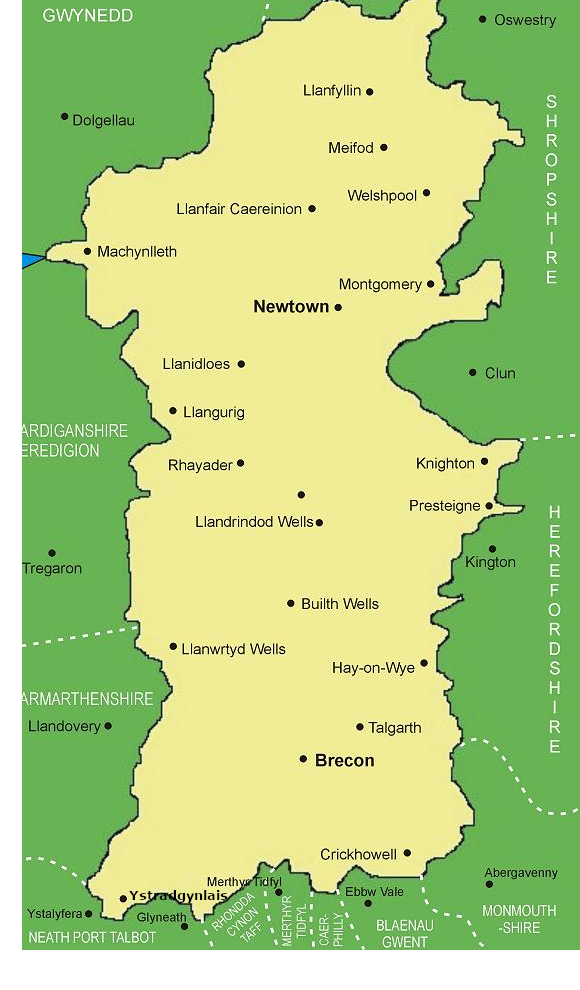 Powys Surveyors Property Surveying   Powys Map 