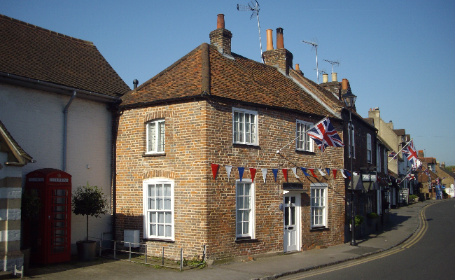 Cookham period property with bunting and union jack