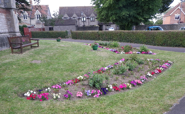 flower bed outside of church in Highbridge