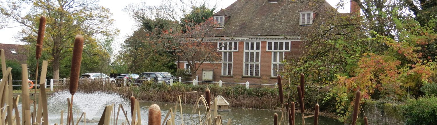 Goudhurst village hall overlooking pond.