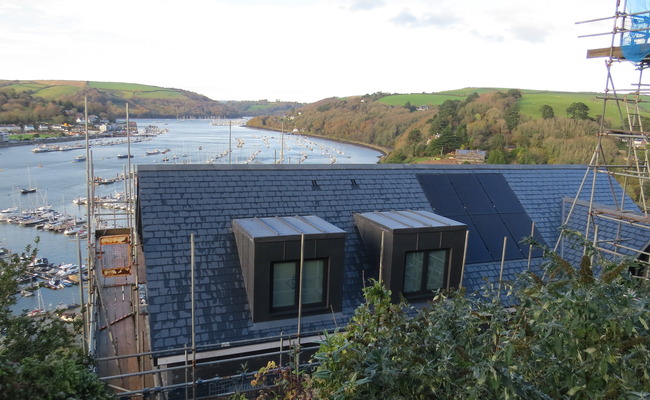 Hillside property in Kingswear with scaffolding