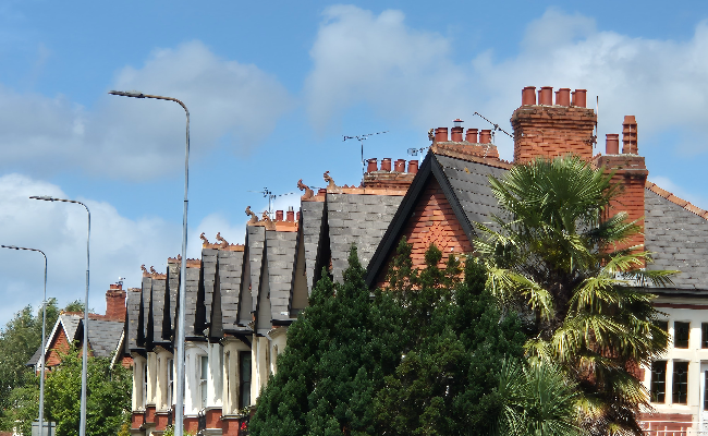 Chimneys of period properties in Roath